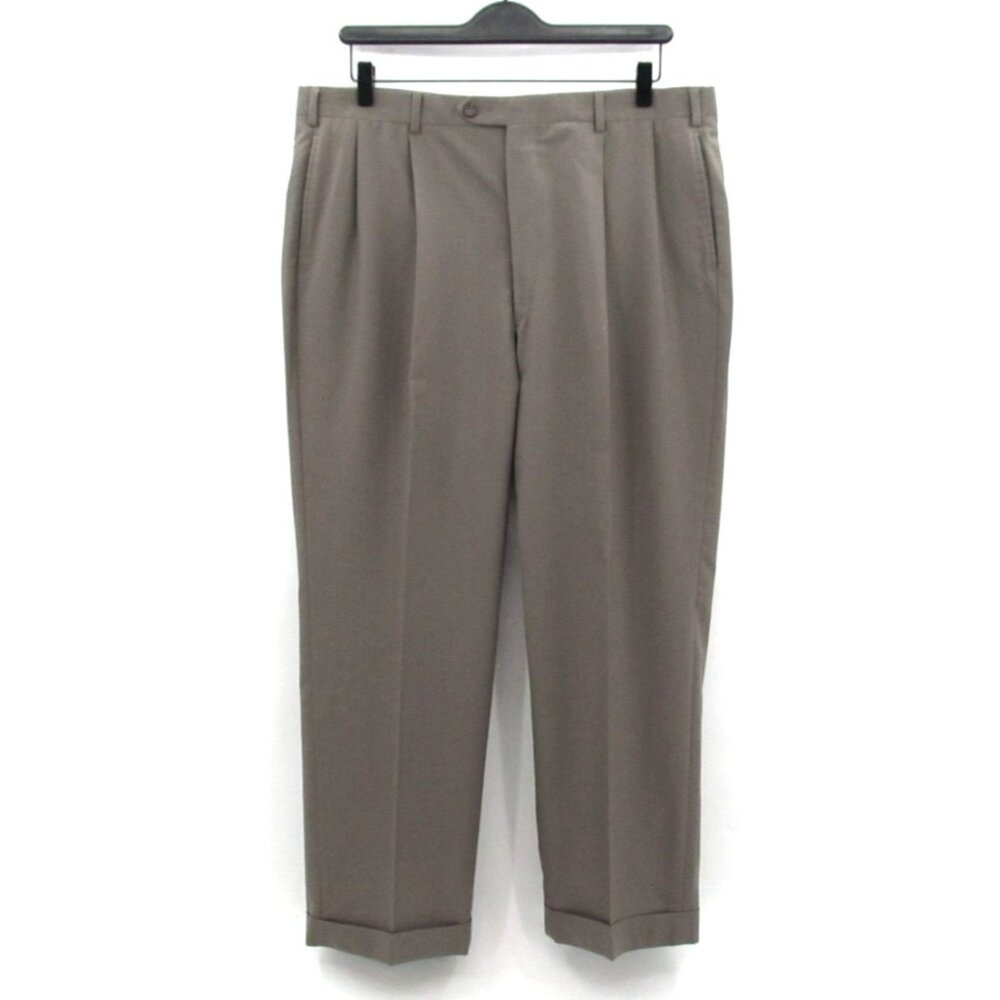 Vintage Majer Slacks Merino Wool Pants 34x29 Taupe Trousers Union Made USA